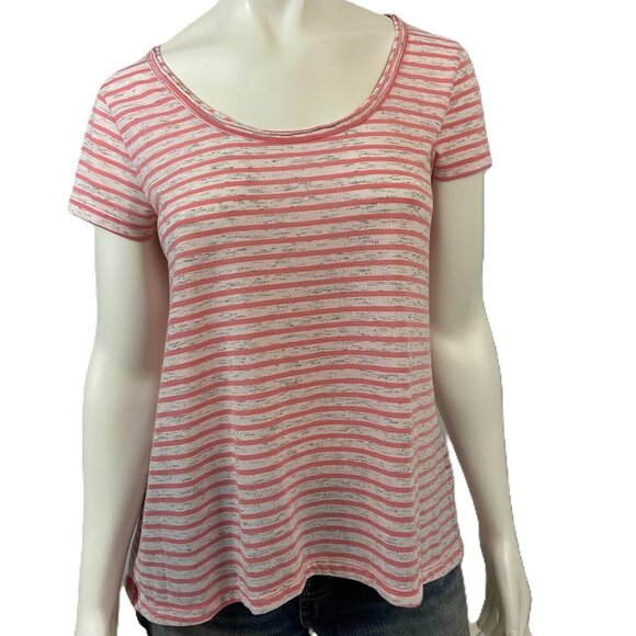 Calvin Klein Tops - Calvin Klein Women's Top Scoop Neck Short Sleeve Striped Sz M Teardrop Back NWOT